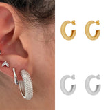 Silver Filled Hoop Earrings Big CZ Zircon Huggie Earring Circle Ear Rings