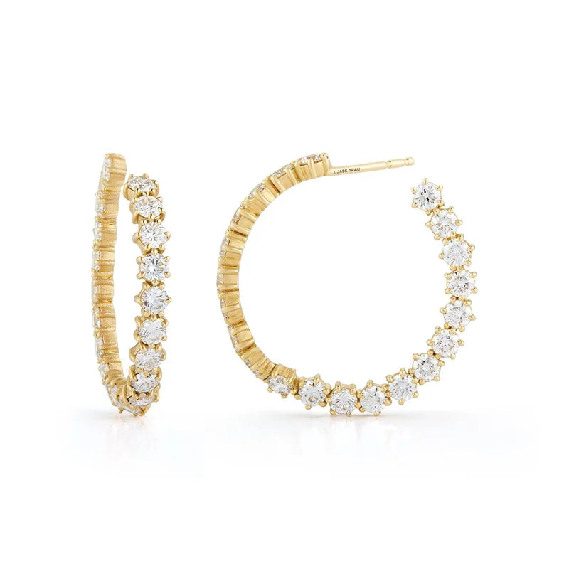 Silver Filled Hoop Earrings Big CZ Zircon Huggie Earring Circle Ear Rings
