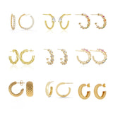 Silver Filled Hoop Earrings Big CZ Zircon Huggie Earring Circle Ear Rings