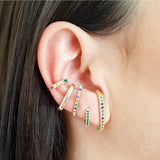 Silver Filled Hoop Earrings with CZ Zircon Circle Ear Cuff Piercing