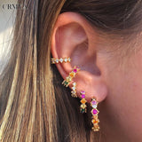Silver Filled Hoop Earrings with CZ Zircon Circle Ear Cuff Piercing