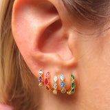 Silver Filled Hoop Earrings CZ Zircon Dangle Earrings
