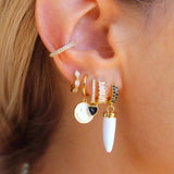 Colorful CZ Zircon Double Round Chain Earrings