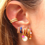 Colorful CZ Zircon Double Round Chain Earrings