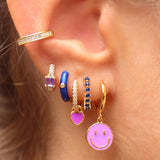 Colorful CZ Zircon Double Round Chain Earrings