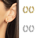 Silver Filled Hoop Earrings CZ Zircon Piercing Women's Stud Dangle Earrings