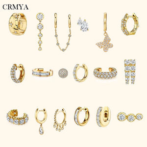 Silver Filled Hoop Earrings CZ Zircon Piercing Women's Stud Dangle Earrings