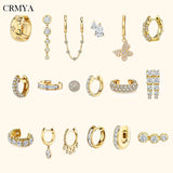 Silver Filled Hoop Earrings CZ Zircon Piercing Women's Stud Dangle Earrings