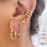 Silver Filled CZ Zircon Bee Earrings Women's Jewelry
