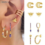 Silver Filled CZ Zircon Bee Earrings Women's Jewelry