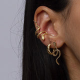 Silver Plated CZ Snake Stud Ear Cuff Earrings