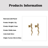 Silver Plated CZ Snake Stud Ear Cuff Earrings