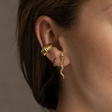 Silver Plated CZ Snake Stud Ear Cuff Earrings