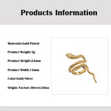 Silver Plated CZ Snake Stud Ear Cuff Earrings