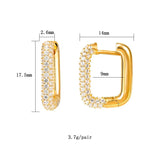 Gold-Plated Hoop Clip Dangle Earrings for Women CZ Zircon Piercing