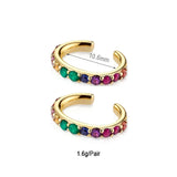 Gold-Plated Hoop Clip Dangle Earrings for Women CZ Zircon Piercing