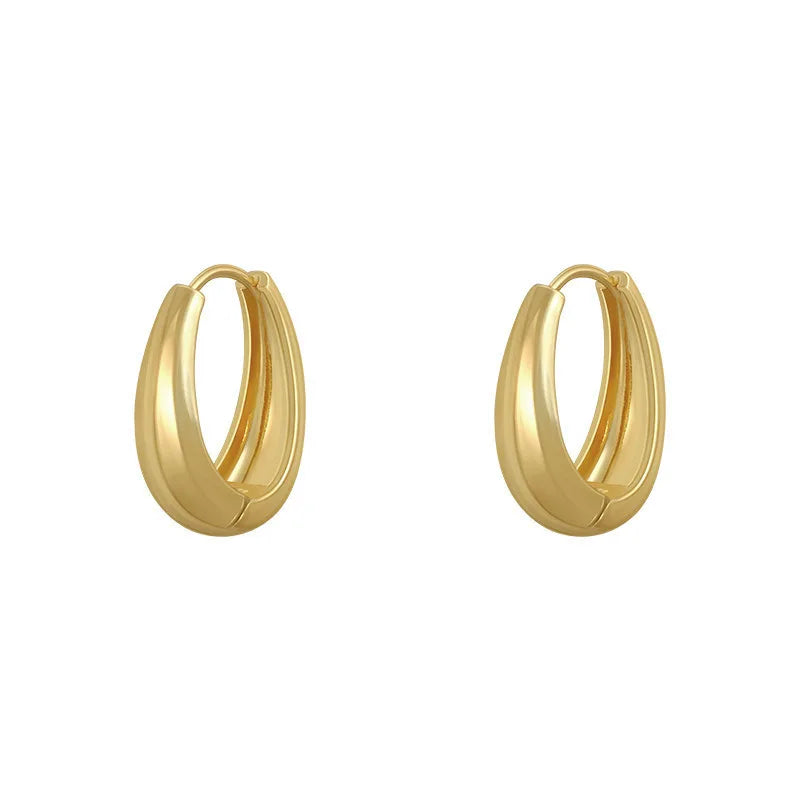Gold-plated Hoop Earrings for Women Classic Piercing Big Circle Earrings