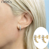 Zircon Stud Earrings Silver Filled Vintage Women's Jewelry