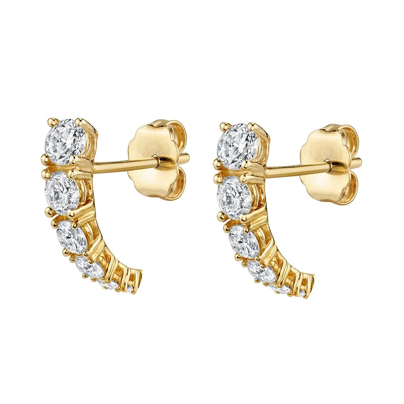 Zircon Stud Earrings Silver Filled Vintage Women's Jewelry