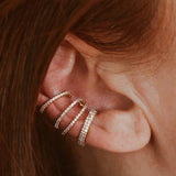 Silver Filled CZ Zircon Big Circle Clip Earring for Women Men