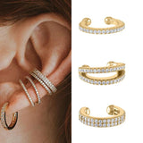 Silver Filled CZ Zircon Big Circle Clip Earring for Women Men