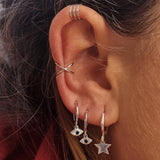Silver Evil Eye Drop Earrings with Cubic Zirconia