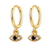 Silver Evil Eye Drop Earrings with Cubic Zirconia
