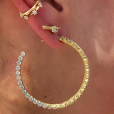 Sparkly CZ Hoop Earrings Wedding Jewelry