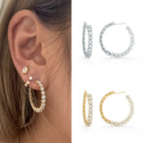 Sparkly CZ Hoop Earrings Wedding Jewelry