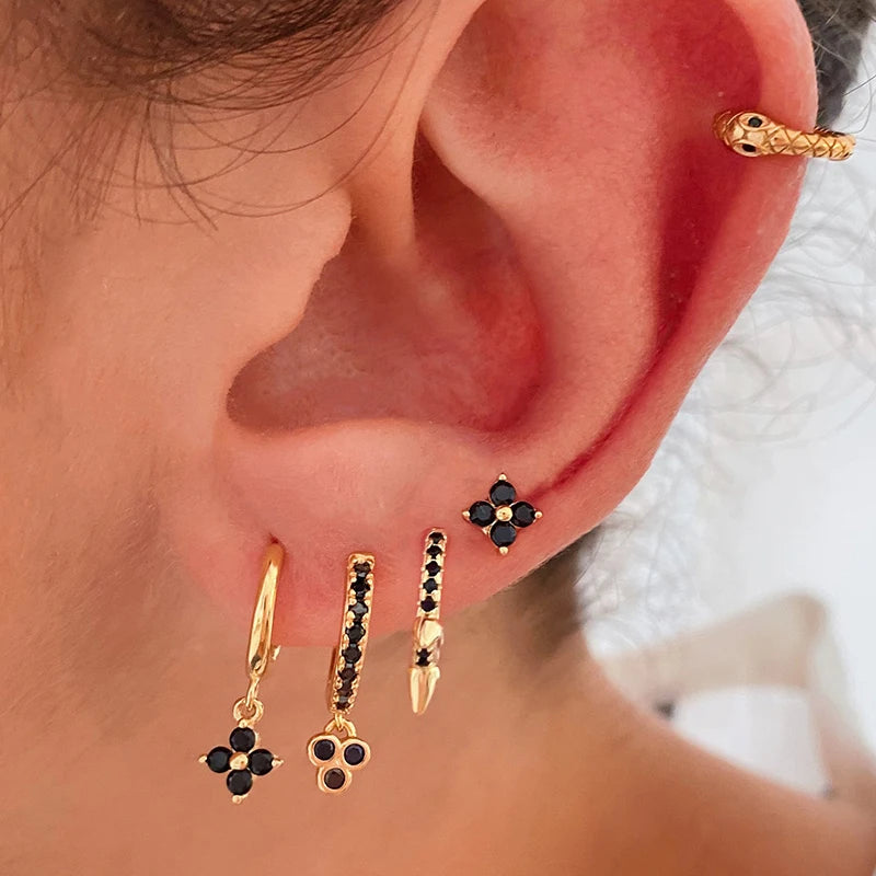 Vintage Silver Filled CZ Zircon Cross Drop Earrings for Women