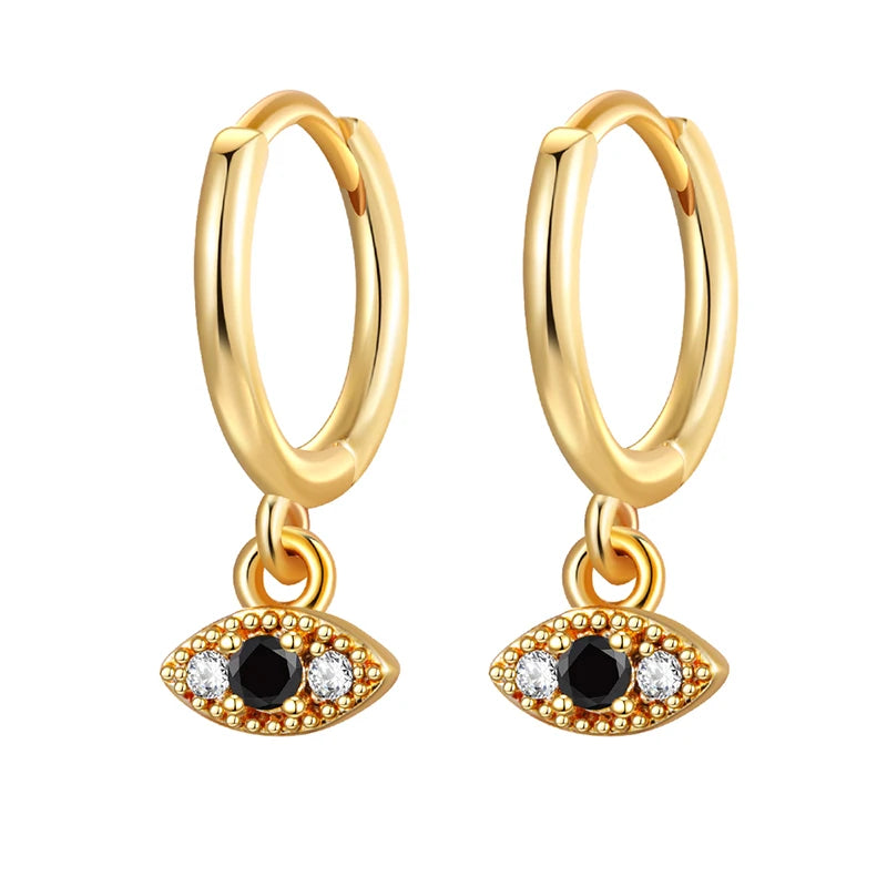 Vintage Silver Filled CZ Zircon Cross Drop Earrings for Women