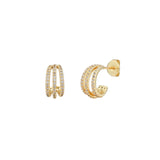 Vintage Silver CZ Zircon Circle Stud Earring for Women Girls