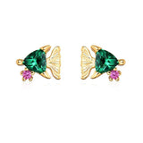 Vintage CZ Zircon Hoop Earrings Silver Filled Women's Jewelry