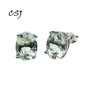 925 Sterling Silver Green Amethyst Earrings Wedding Gift
