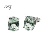 925 Sterling Silver Green Amethyst Earrings Wedding Gift