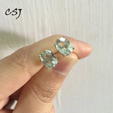 925 Sterling Silver Green Amethyst Earrings Wedding Gift
