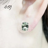 925 Sterling Silver Green Amethyst Earrings Wedding Gift