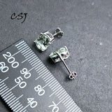 925 Sterling Silver Green Amethyst Earrings Wedding Gift