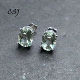925 Sterling Silver Green Amethyst Earrings Wedding Gift