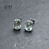 925 Sterling Silver Green Amethyst Earrings Wedding Gift