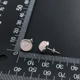 CSJ Rose Quartz Stud Earrings Sterling Silver Natural Gemstone 8mm Gift