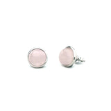 CSJ Rose Quartz Stud Earrings Sterling Silver Natural Gemstone 8mm Gift
