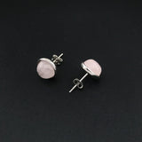 CSJ Rose Quartz Stud Earrings Sterling Silver Natural Gemstone 8mm Gift