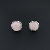 CSJ Rose Quartz Stud Earrings Sterling Silver Natural Gemstone 8mm Gift