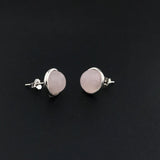 CSJ Rose Quartz Stud Earrings Sterling Silver Natural Gemstone 8mm Gift