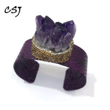 Ethnic Style Raw Amethyst Bangle Fine Jewelry for Women