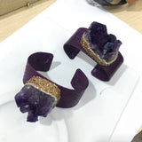 Ethnic Style Raw Amethyst Bangle Fine Jewelry for Women