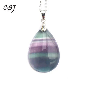 Natural Rainbow Fluorite pendant sterling silver Necklace Wedding Gift