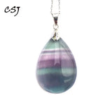 Natural Rainbow Fluorite pendant sterling silver Necklace Wedding Gift
