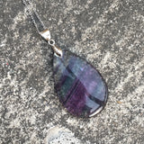 Natural Rainbow Fluorite pendant sterling silver Necklace Wedding Gift